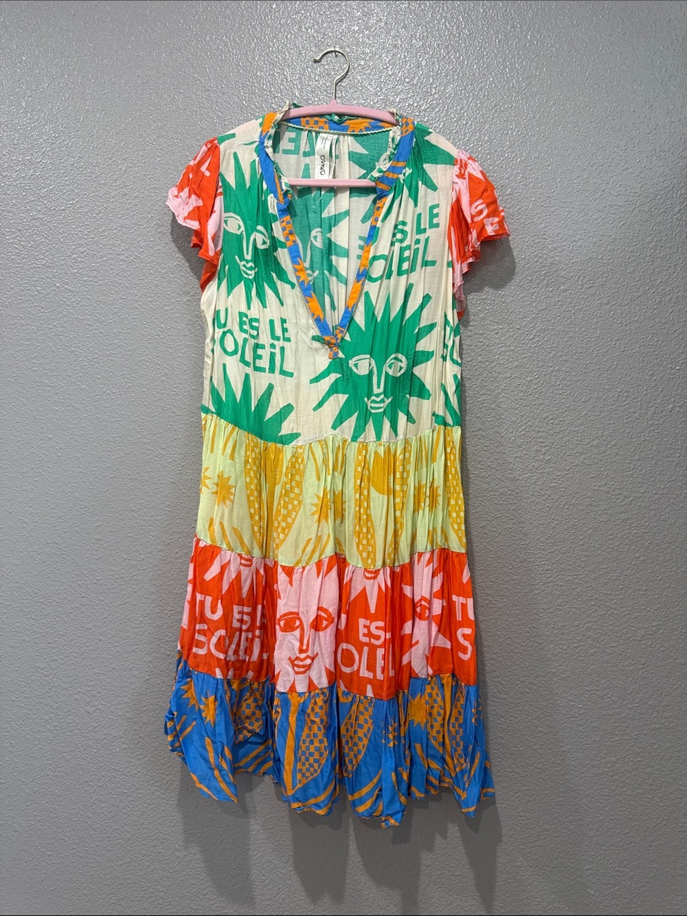 Coverup Colorful Sun Print Tiered Dress - Multicolor